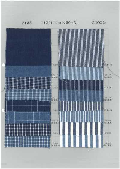 2135 Indigo-Karo/Streifen 6 Oz