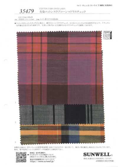 35479 Garngefärbter Baumwoll-Slub-Lawn im Madras-Karo