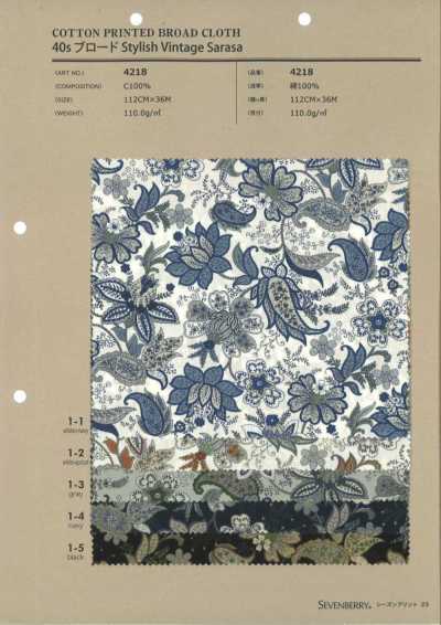 4218 SEVENBERRY® 40s Breitgewebe Stilvoll Vintage-Sarasa