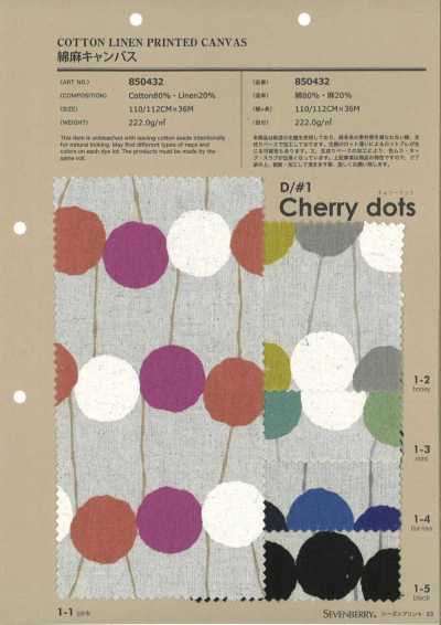 850432 SEVENBERRY® Baumwoll-Leinen-Canvas Kirschpunkte