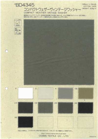 BD4345 Kompakter Wetterschutzstoff mit Vintage-Wasch-Finish