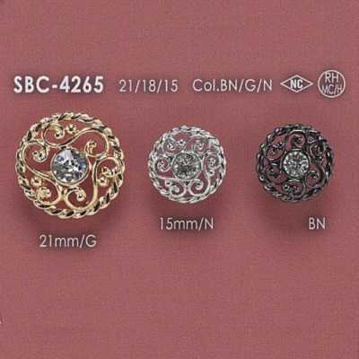 SBC4265 Runder Knopf mit Ringsteg aus Glas/Hi-Metal