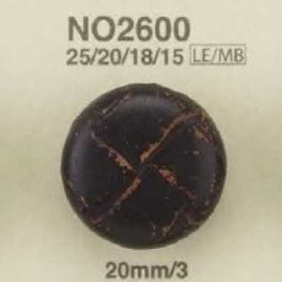 NO2600 Rechteckiger Ring-Halbring-Schaftknopf aus Leder/Messing