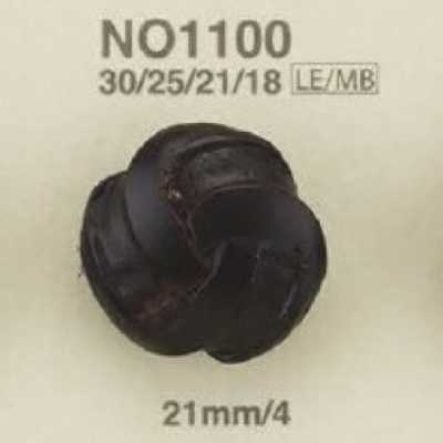 NO1100 Leder/Messing-Rechteckring-Halbring-Schaftknopf