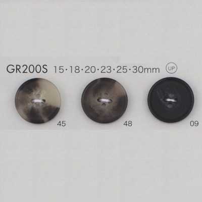 GR200S GRS-zertifizierter Knopf, 25 % gemischtes recyceltes PET-Harz, mit Rand, 4 Löchern