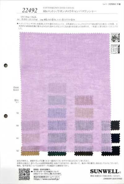 22492 60s Baumwolle/Leinen weicher Canvas mit Waschfinish