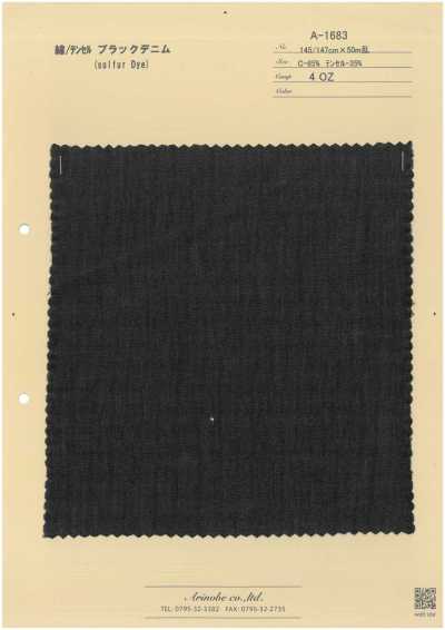 A-1683 Schwarzer Denim aus Baumwolle/Tencel (Schwefelfärbung)