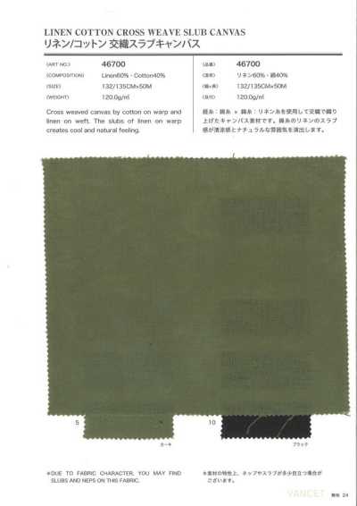 46700 Gewebter Slub-Canvas aus Leinen/Baumwolle