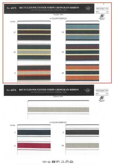 6075 Recyceltes Polyester-Streifen-Grosgrainband (ca. 30 mm)