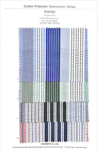 5SG015(2) Baumwoll/Polyester-Seersucker-Streifen