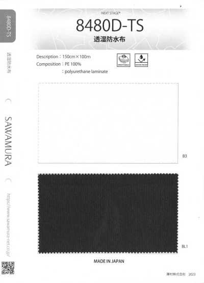 8480D-TS Atmungsaktiver wasserdichter Stoff