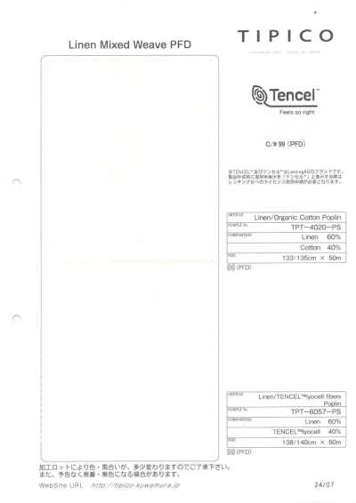 TPT-6057-PS Leinen X Tencel Popeline P gebleicht