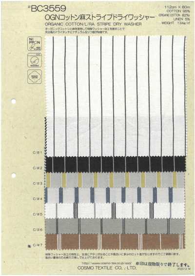 BC3559 OGN Baumwoll-Leinen-Streifen-Trockenwasch-Finish