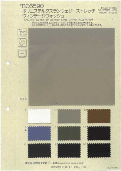 BC6590 Polyester-Taslan-Wetterstoff Stretch Vintage-Waschung