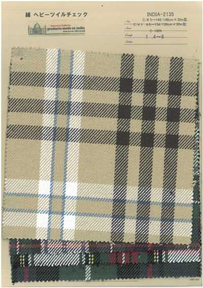 INDIA-2135 Schweres Baumwoll-Twill-Karo
