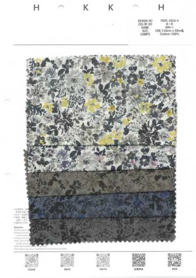 7025-1610-4 60er Lawn mit mittlerem Blumenmuster