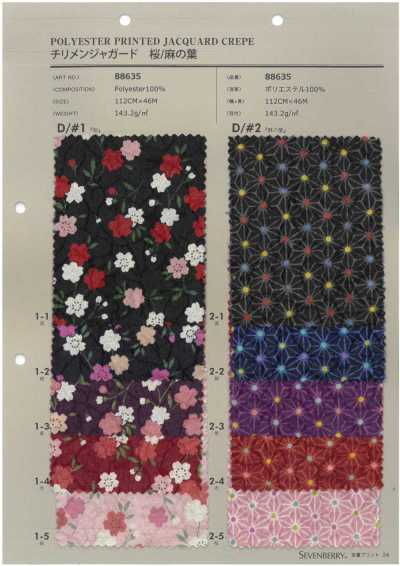 88635 SEVENBERRY® Chirimen-Jacquard Kirschblüte/Hanfblatt