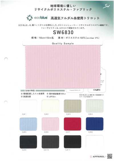 SW6830 Eco Blue® Hoch atmungsaktiver Trikot aus vollständig mattem Garn