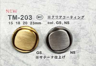 TM-203 Metallknopf, Rückenschaft, transparente Beschichtung