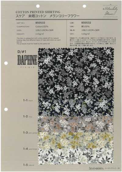 850532 SEVENBERRY® Batist aus ungebleichter Baumwolle Melancholy Flower Daphne/Daphne