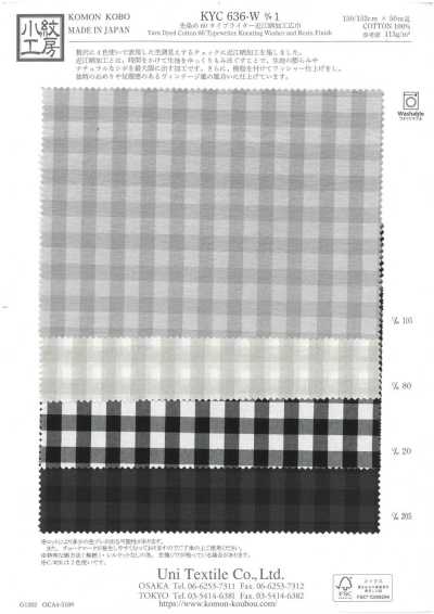 KYC636-W-D1 Garngefärbter 60er Typewriter-Stoff, Omi-Bleich-Finish, breite Breite