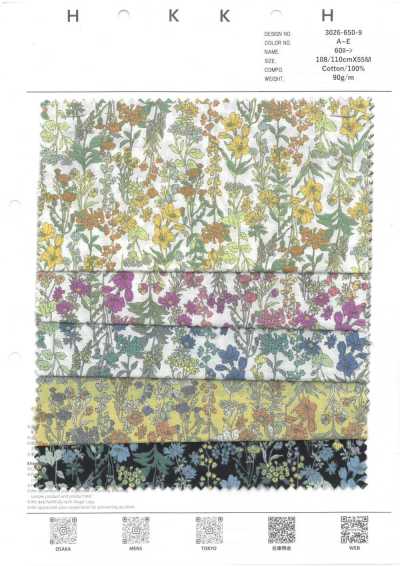 3026-650-9 60s Lawn, fadengezogene kleine Blumen