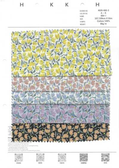 4026-660-3 60er Lawn mit geometrischem Blumenmuster