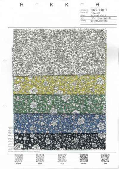 8026-680-1 80er Batist Miracle Wave Thread-Line monochromes kleines Blumenmuster