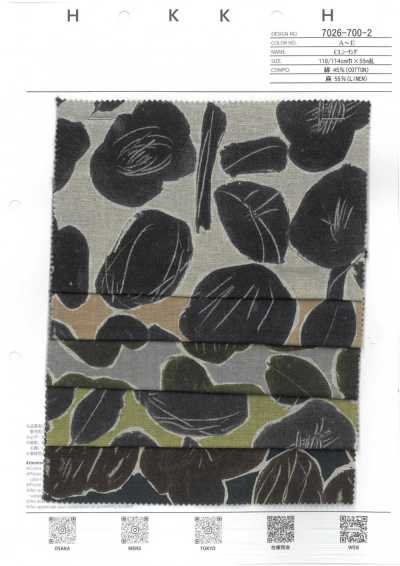 7026-700-2 CL Nesselstoff Runde Blumen