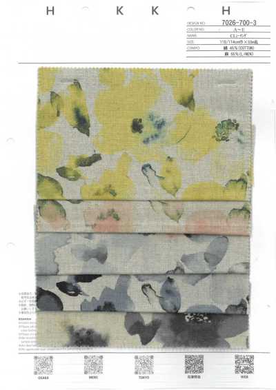 7026-700-3 CL Nesselstoff Aquarellblumen