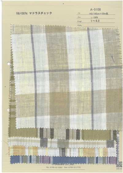 A-5108 100% Leinen Madras-Karo