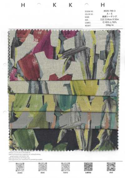 8026-790-3 Baumwoll-Leinen-Nesselstoff Flower Touch
