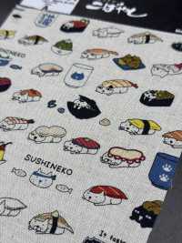 KTS6601 Leinen-Canvas Mit Sushi-Katzen-Print[Textilgewebe] Sub-Foto