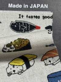 KTS6601 Leinen-Canvas Mit Sushi-Katzen-Print[Textilgewebe] Sub-Foto