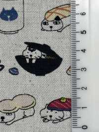 KTS6601 Leinen-Canvas Mit Sushi-Katzen-Print[Textilgewebe] Sub-Foto