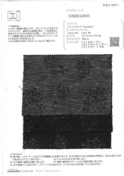 OMH43691 Baumwoll-/Leinen-Jacquard-Textil "blooming"