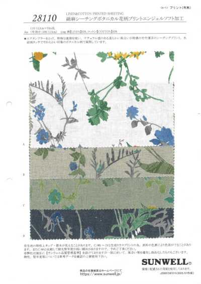 28110 Baumwoll-Leinen-Nesselstoff Botanischer Blumenprint Angel Soft Finish