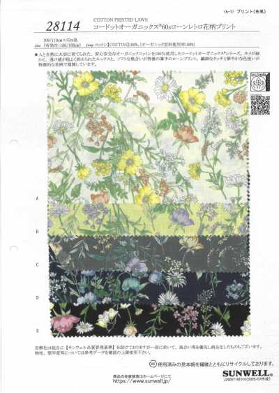 28114 Cordot Organics® 60s-Batist mit Retro-Blumenprint