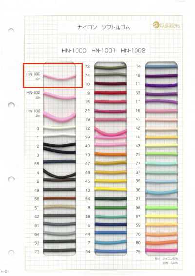 HN-1000 Weiches Rundgummiband aus Nylon