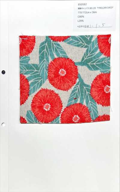 850582 Baumwoll-Leinen-Canvas 80/20 TYROLIAN DAISY