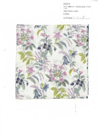 850574 SEVENBERRY® Batist aus ungebleichter Baumwolle SOLEIL BLAU / Bell Garden