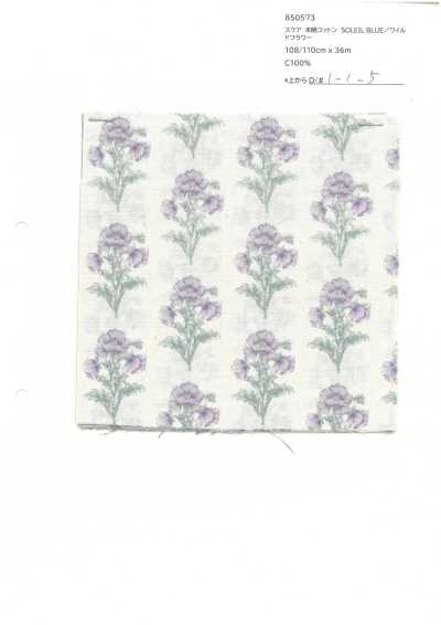 850573 SEVENBERRY® Batist Ungebleichte Baumwolle SOLEIL BLUE / Wildflower