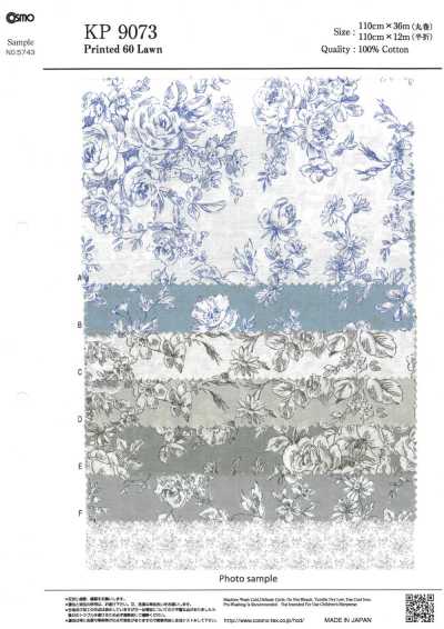 KP9073 Handgezeichneter Blumenprint-Batist (Rolle)