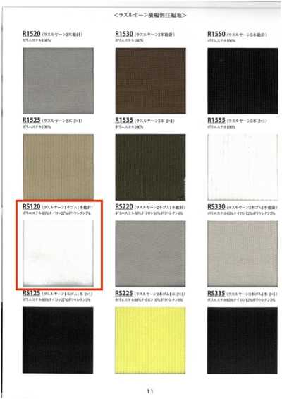 RS120 Rippen-Luster-Garn, einfach elastisch, Vollnadel, 60 cm Breite