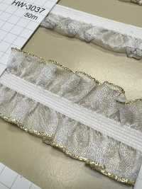 HW-3038 Organza-Doppelrüsche Mit Goldglitzer Und Stretchband[Bandbandschnur] Kein Name Sub-Foto