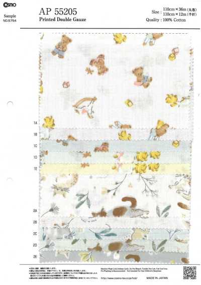 AP55205-DR Pastellfarbenes Animal-Doppelgaze (halber Falz)