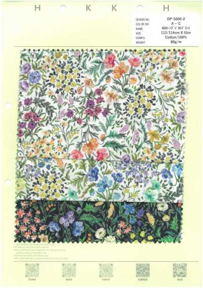 DP-5000-2 60er Lawn-Digitaldruck mit kleinem Blumenmuster