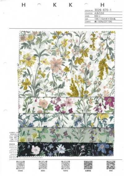 3026-670-1 60 Batist mit botanischen Blumen