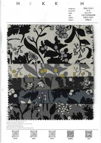 CL Nesselstoff Silhouetten-Blumenmuster