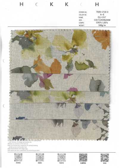 7026-1710-3 CL Nesselstoff Aquarell-Blumenmuster